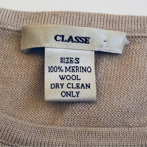 Classe Cream 100% Merino Wool Cream Sweater Natural Fiber - S - Picture 3 of 5